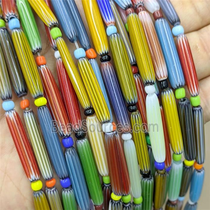 Lampwork Glass Tube Beads Mixed Color