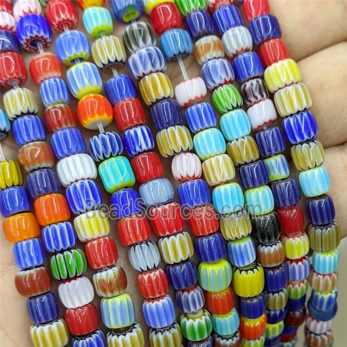 Lampwork Glass Barrel Beads Mixed Color