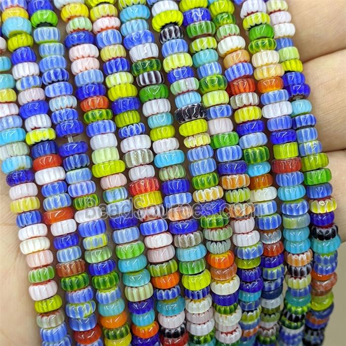 Lampwork Glass Rondelle Beads Mixed Color