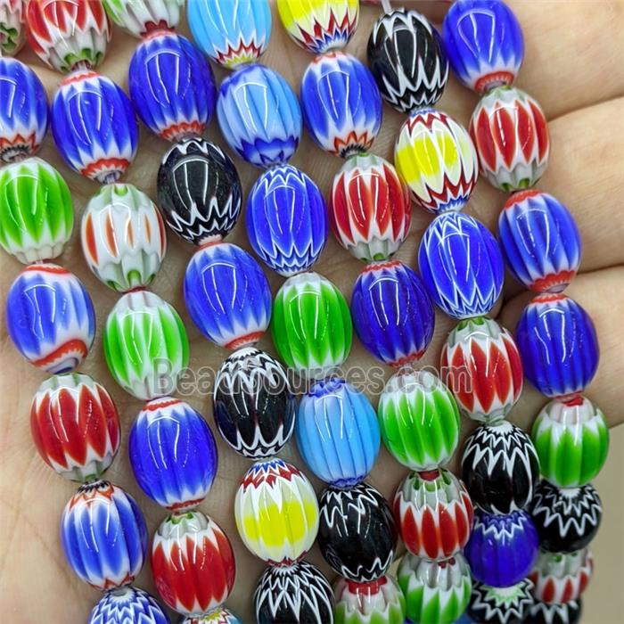 Lampwork Glass Rice Beads Mixed Color