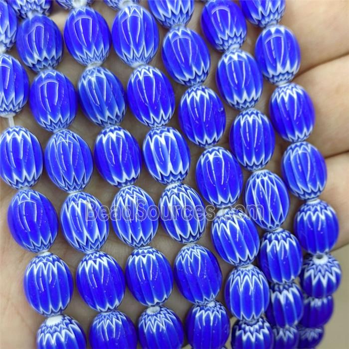 Lampwork Glass Rice Beads Blue