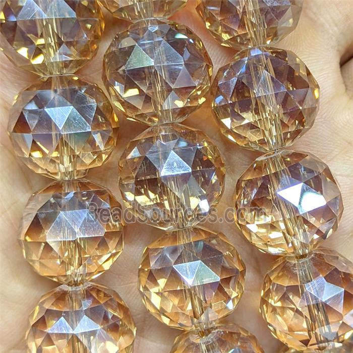 Champagne Crystal Glass Beads Faceted Round