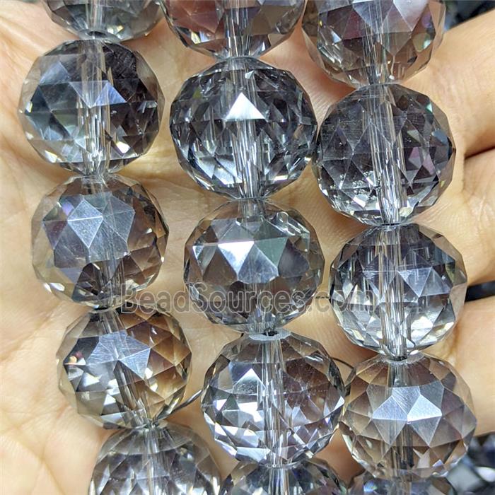 Crystal Glass Beads Faceted Round Gray