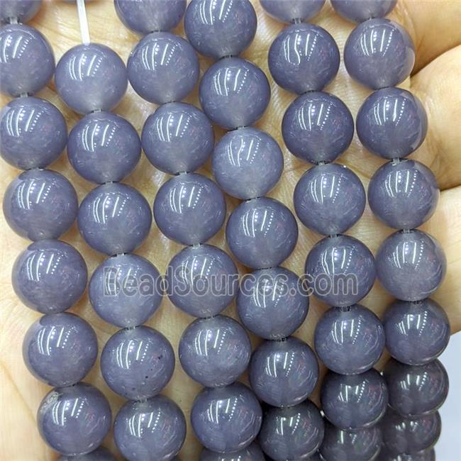 Sponge Jade Beads Gray Dye Smooth Round