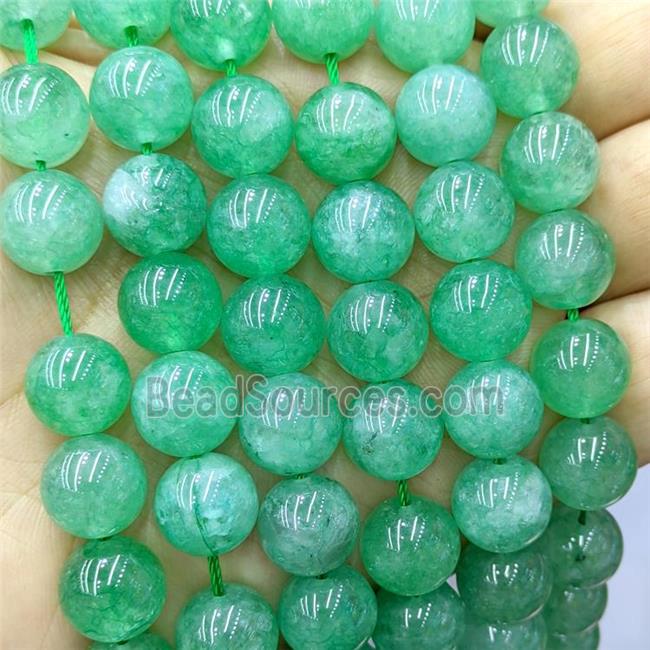 Sponge Jade Beads Green Dye Smooth Round