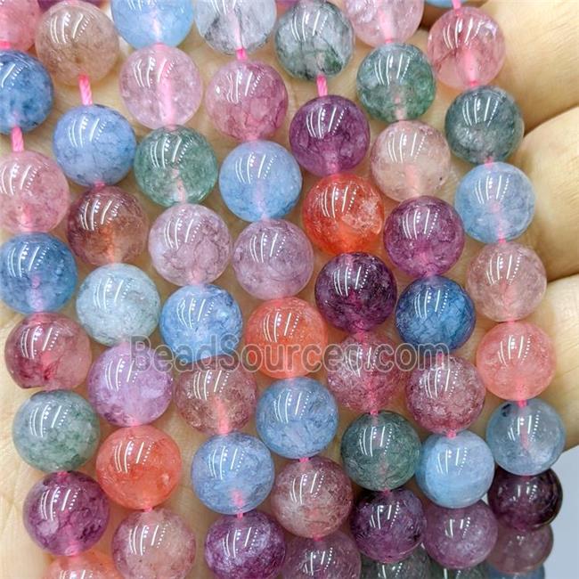 Sponge Jade Beads Dye Smooth Round Mixed Color