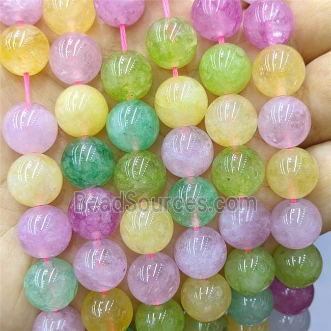 Sponge Jade Beads Dye Smooth Round Mixed Color