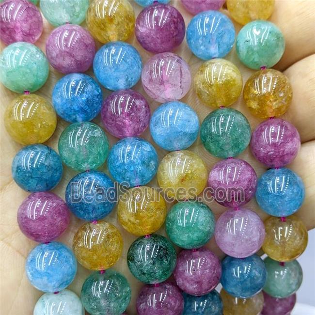 Sponge Jade Beads Dye Smooth Round Mixed Color