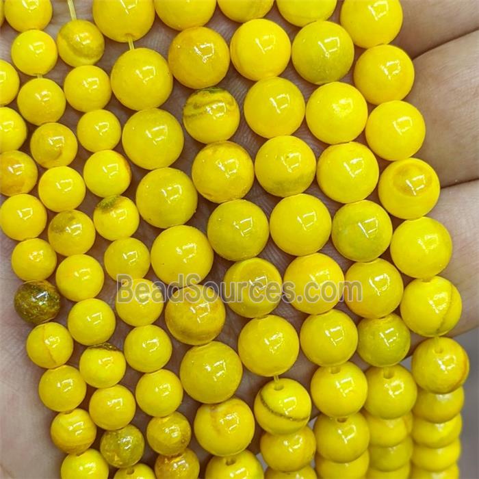 Yellow Botswana Jade Beads Dye Smooth Round