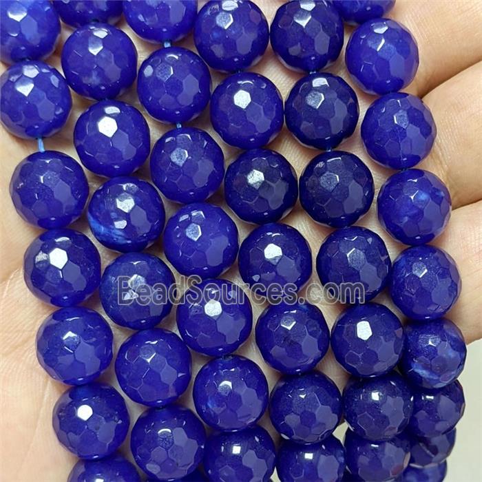 Blue Jade Beads Dye Faceted Round