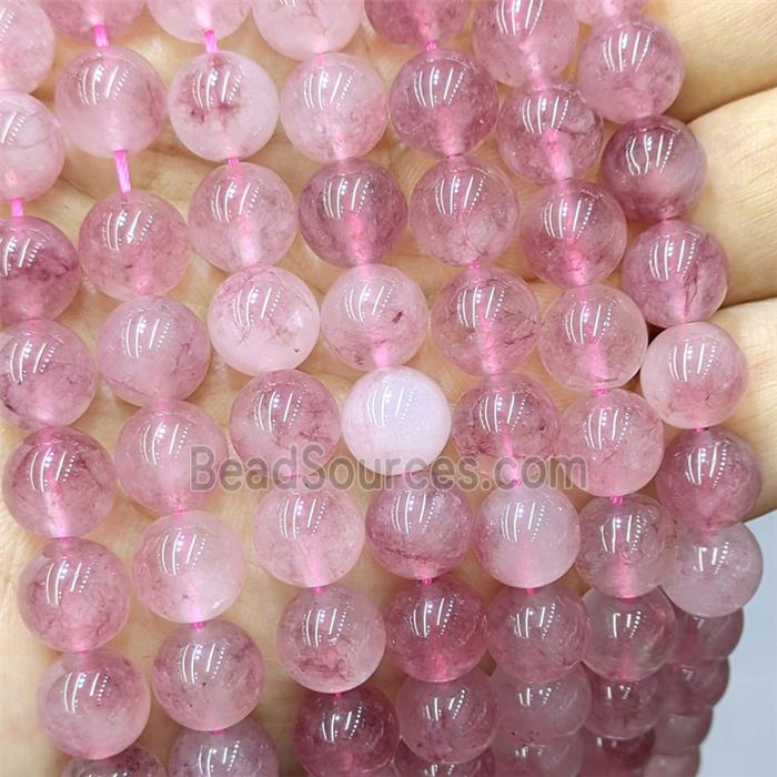Red Quartzite Jade Round Beads Smooth Dye