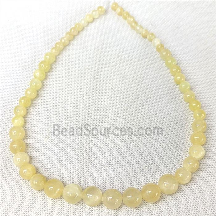 Yellow Selenite Graduated Beads Smooth Round
