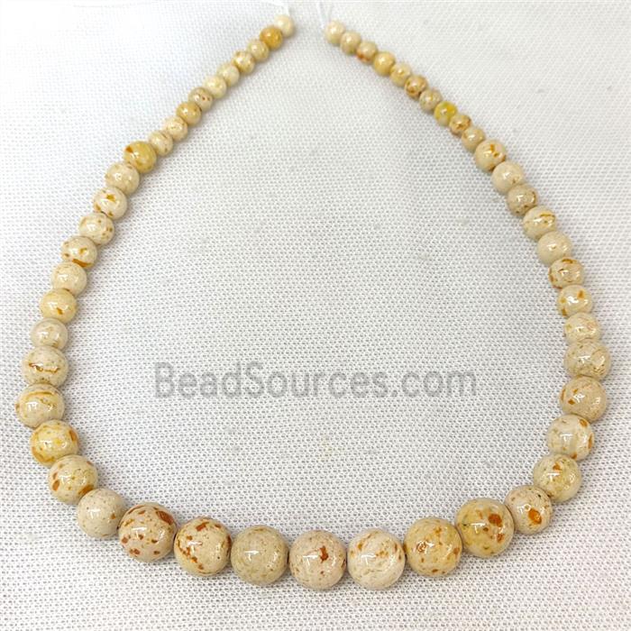 Natural River Jasper Graduated Beads Yellow Dye Smooth Round
