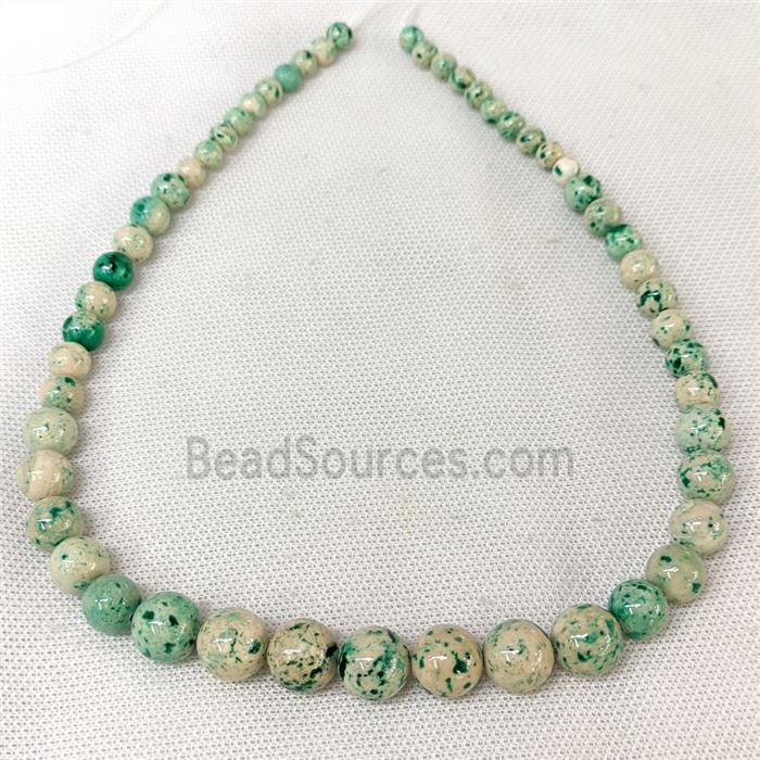 Natural River Jasper Graduated Beads Green Dye Smooth Round