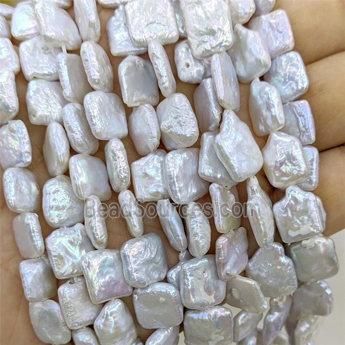 Baroque Style White Pearl Beads Square