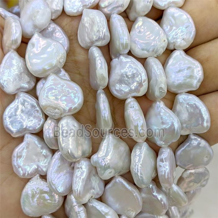 Baroque Style White Pearl Beads Heart