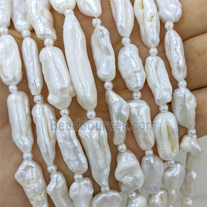 Baroque Style White Pearl Beads Stick
