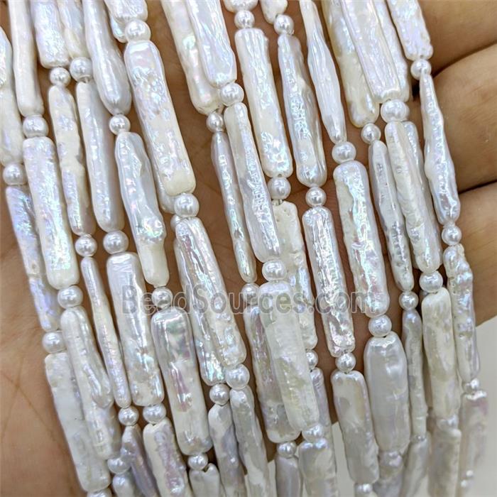 Baroque Style White Pearl Beads Stick