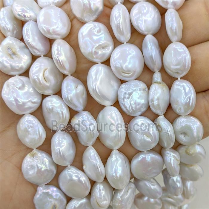 Baroque Style White Pearl Beads Coin