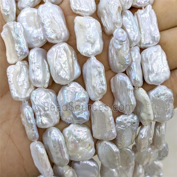 Baroque Style White Pearl Beads Rectangle