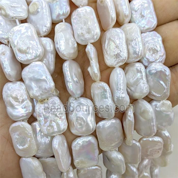 Baroque Style White Pearl Beads Rectangle