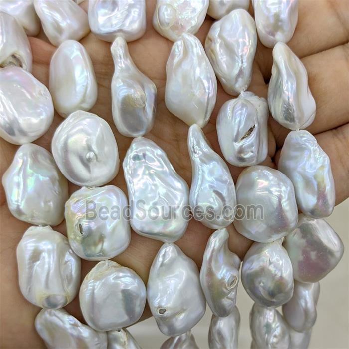 Baroque Style White Pearl Nugget Beads Freeform