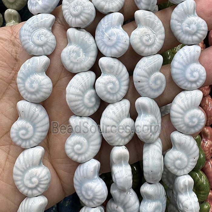 Porcelain Beads Gray Spiral Shell