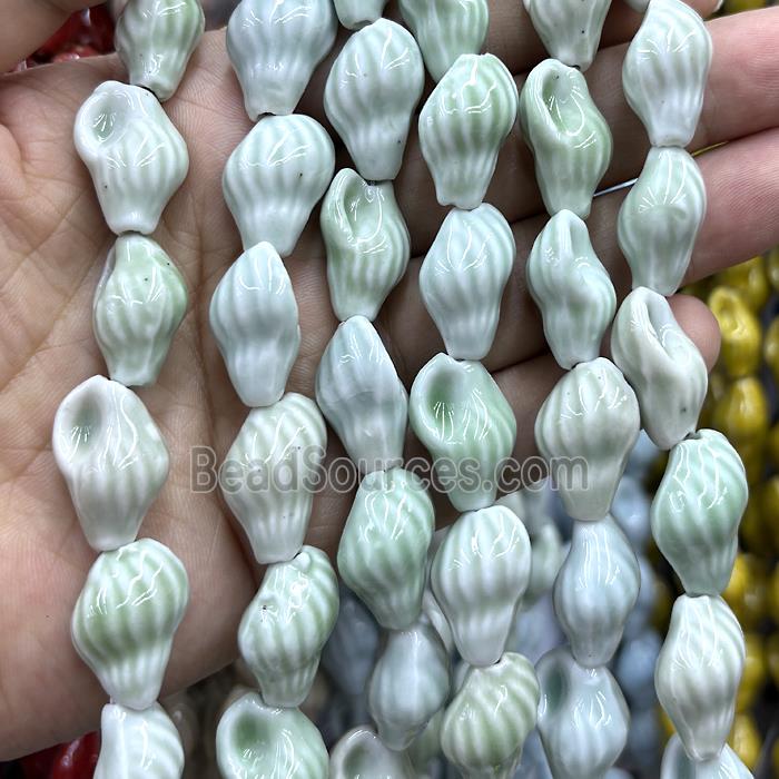 Porcelain Beads Oyster Shell Lt.green