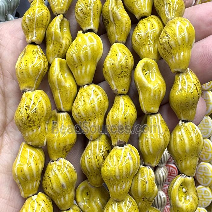 Porcelain Beads Oyster Shell Yellow
