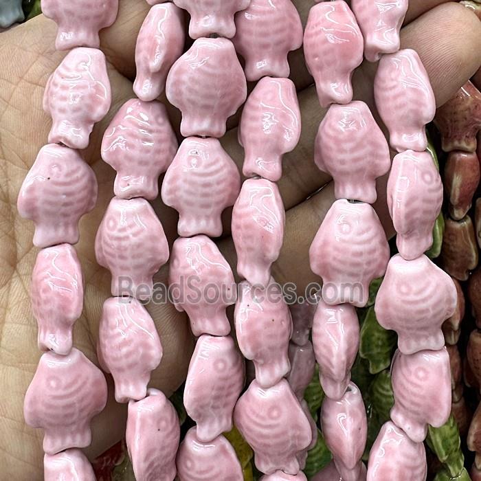 Porcelain Beads Fish Pink