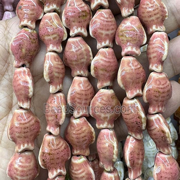 Porcelain Beads Fish Peach
