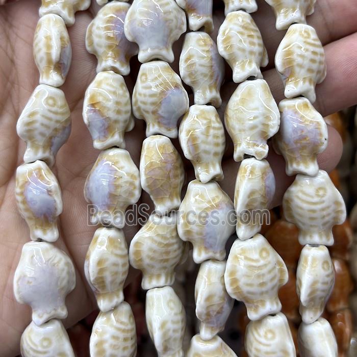 Porcelain Beads Fish Khaki
