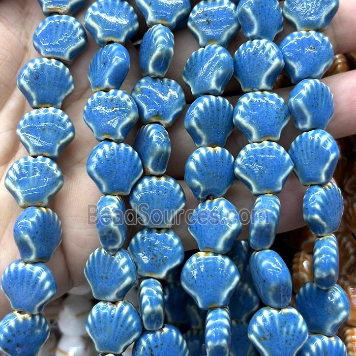 Porcelain Beads Scallop Shell Blue