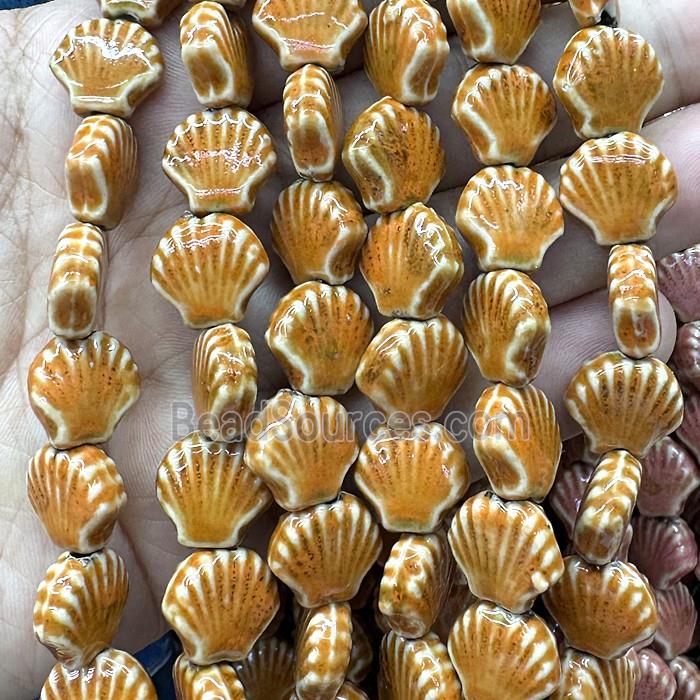Porcelain Beads Scallop Shell Coffee