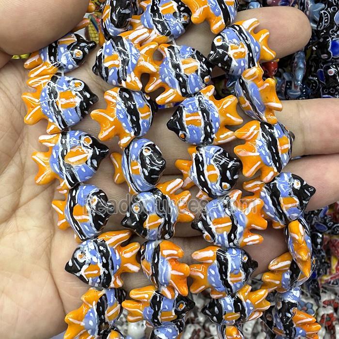 Porcelain Fish Beads Orange
