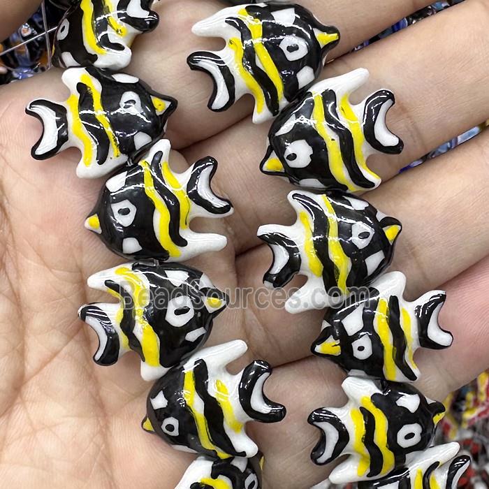 Porcelain Fish Beads Yellow