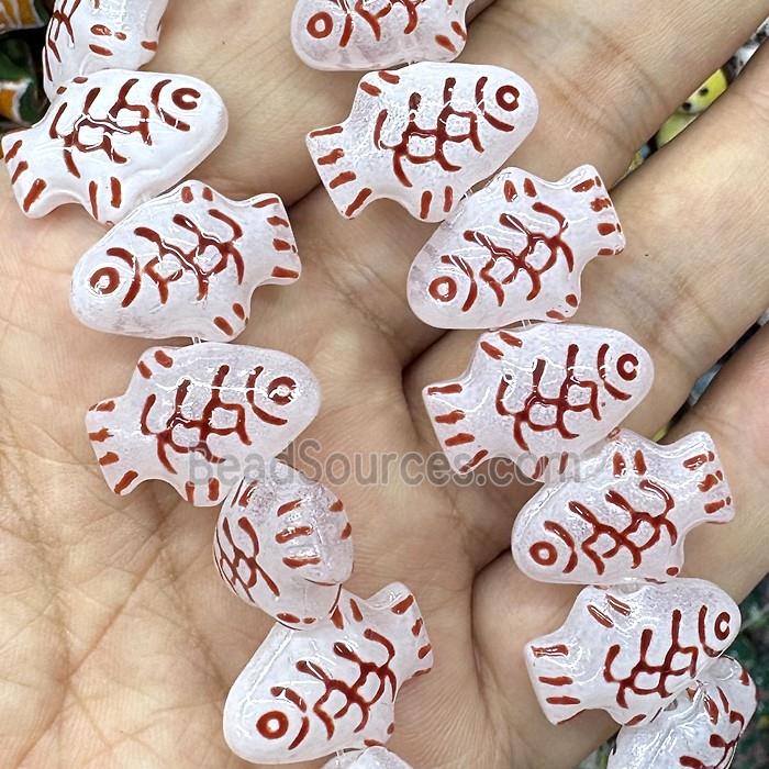 Lampwork Glass Fish Beads Red