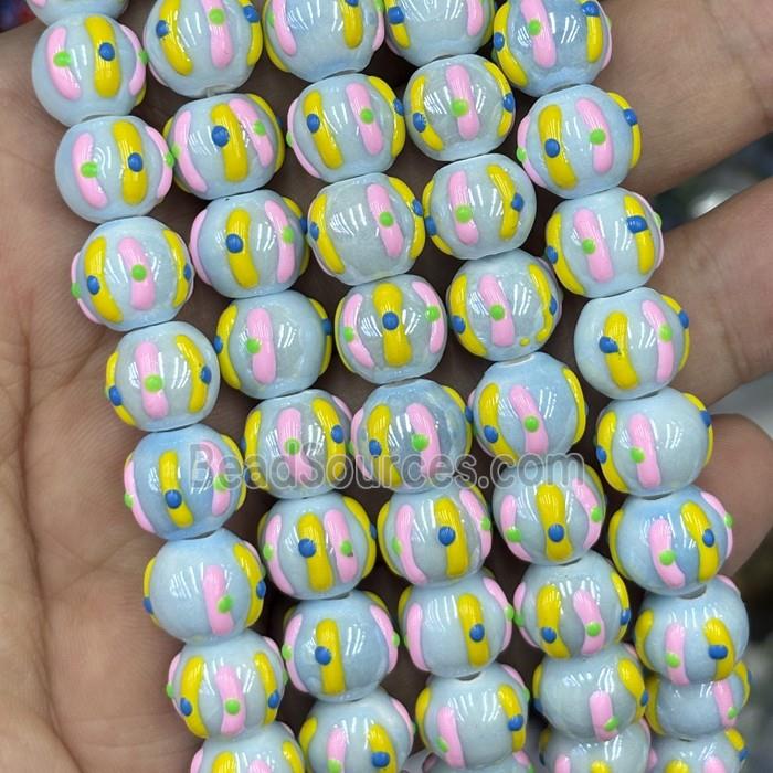 Porcelain Round Beads Halloween Pumpkin