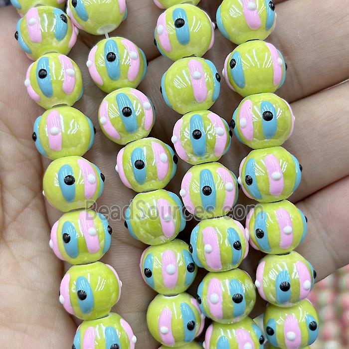 Porcelain Round Beads Halloween Pumpkin Olive