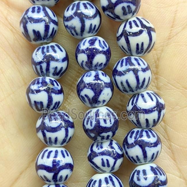 Porcelain Round Beads Blue