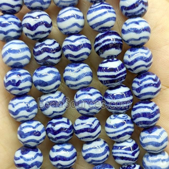 Porcelain Round Beads Blue Wave