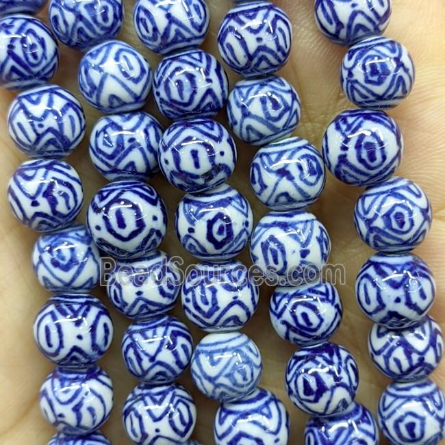 Porcelain Round Beads Blue