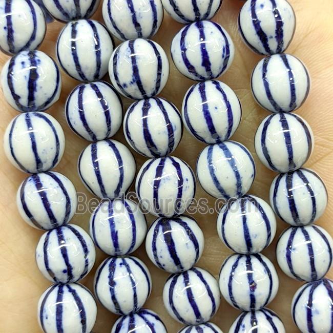 PoPorcelain Round Beads Blue