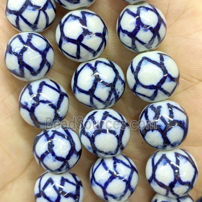 Porcelain Round Beads Blue