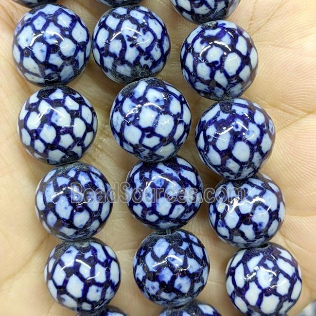 Porcelain Round Beads Blue