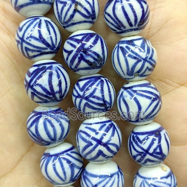 Porcelain Round Beads Blue