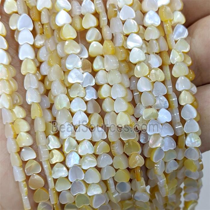 Yellow MOP Shell Heart Beads