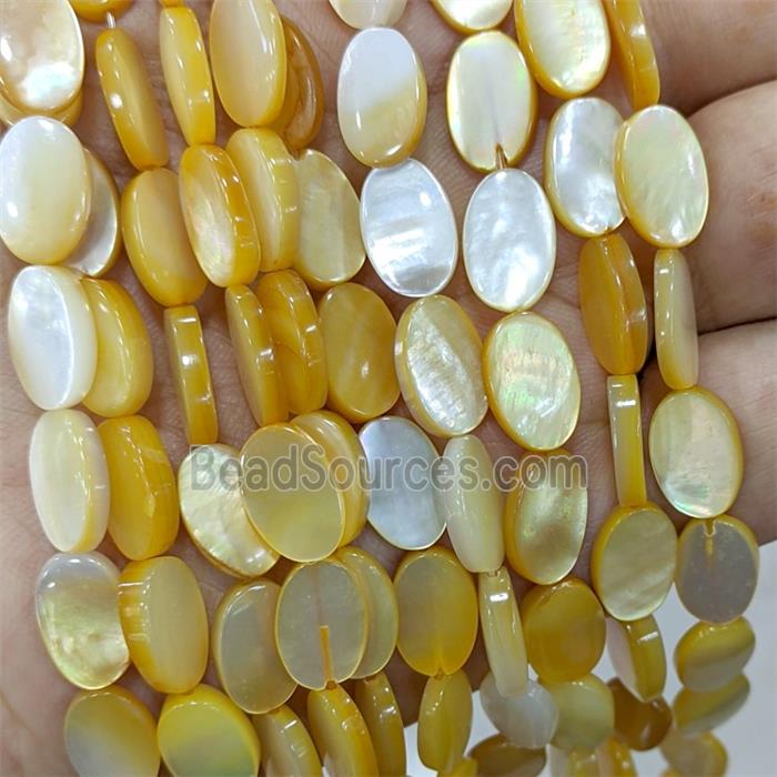 Yellow MOP Shell Oval Beads
