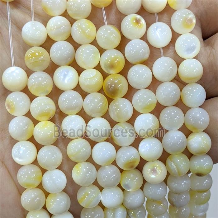 Yellow MOP Shell Beads Smooth Round
