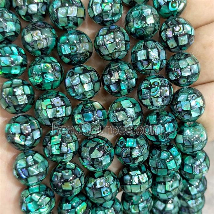 Green Abalone Shell Beads Faceted Round